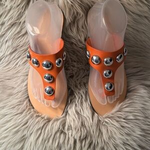 Marc Fisher Orange Sandals with Silver Accents